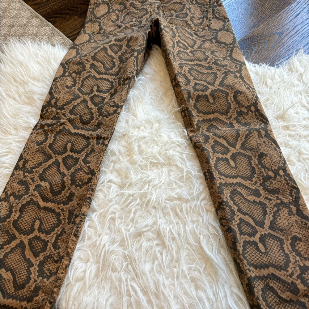 NWT Zara Brown Python Snake Print Stretch High Rise Skinny Jeans Womens Size 4 - Picture 8 of 13